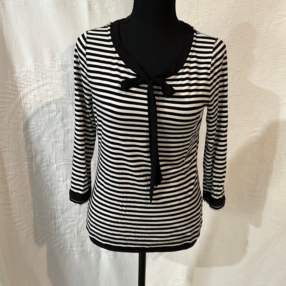 Talbots striped three quarter sleeve top, size small petite